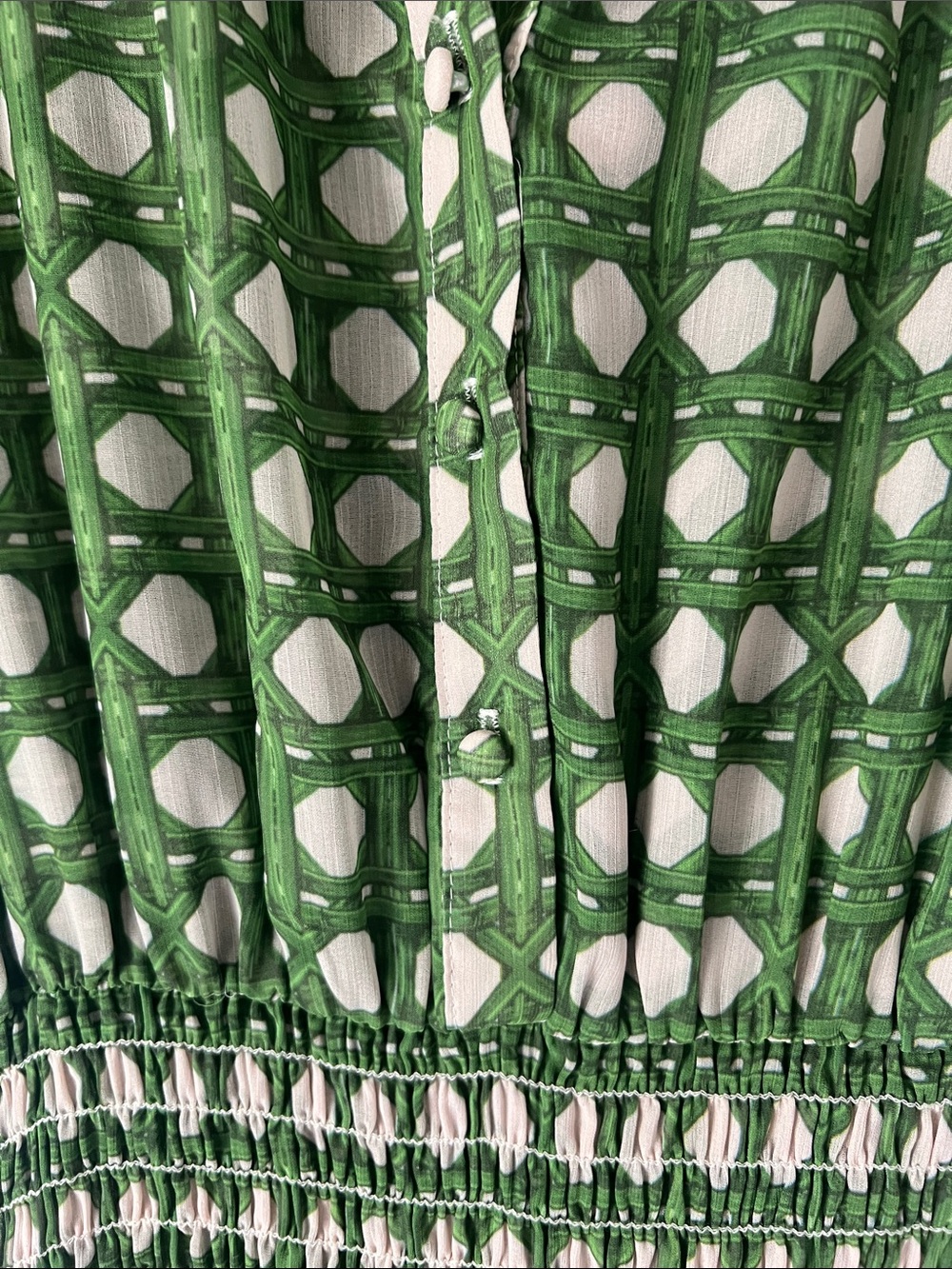 MISA Los Angeles Green Printed Short Sleeve Waist-Detail Dress - Picture 6 of 8
